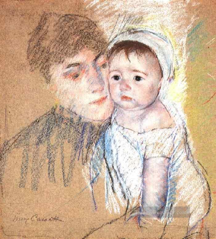 Baby Bill in Cap und Shift Mütter Kinder Mary Cassatt Ölgemälde